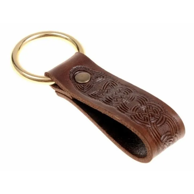 Celtic Læder Holder Med Ring, Brun
