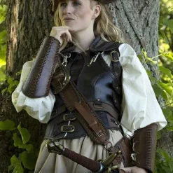 Epic Armoury Læder Bracers Battle, Brun, Pair