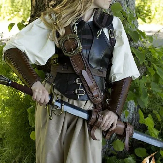 Epic Armoury Læder Bracers Battle, Brun, Pair - Billede 6