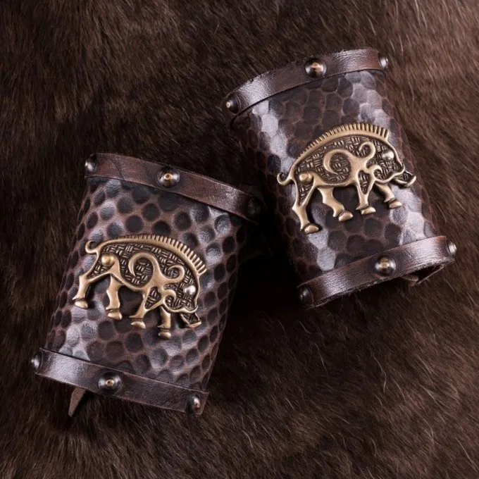 Deepeeka Læder Kriger Armbånd Celtic Sender Knocknagael, Par - Billede 2