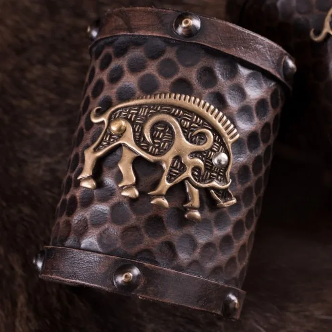 Deepeeka Læder Kriger Armbånd Celtic Sender Knocknagael, Par - Billede 4