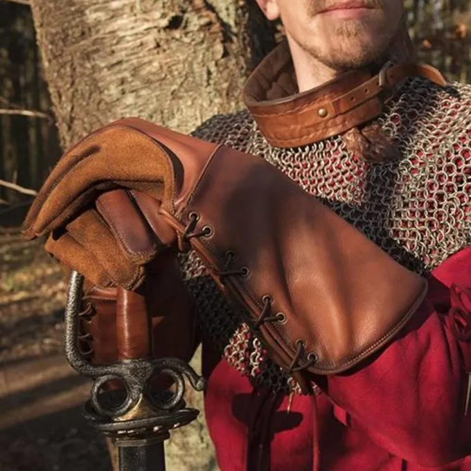 Epic Armoury Læder Middelalderlige Handsker, Brun - Billede 4