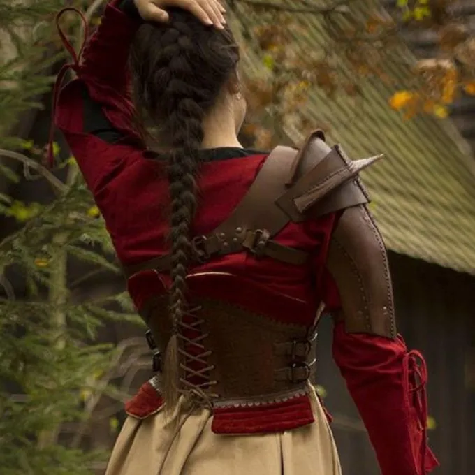 Epic Armoury Læder Skulder Rustning, Brun - Billede 5