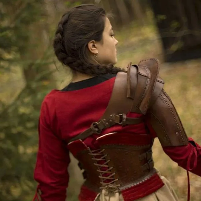 Epic Armoury Læder Skulder Rustning, Brun - Billede 6