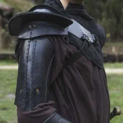 Epic Armoury Læder Skulder Rustning, Sort
