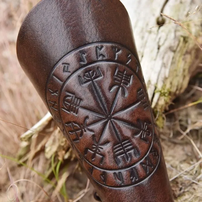 Deepeeka Læder Vambrace Med Vegvisir - Billede 2