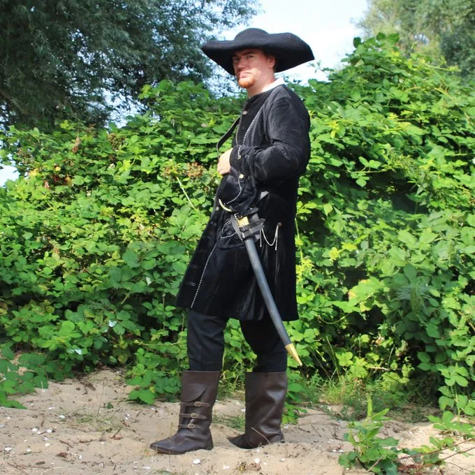 Leonardo Carbone Piratfrakke Fløjl, Sort - Billede 6