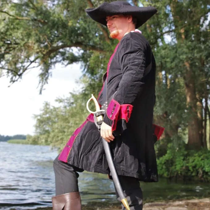 Leonardo Carbone Piratfrakke Fløjl, Sort-rød - Billede 4