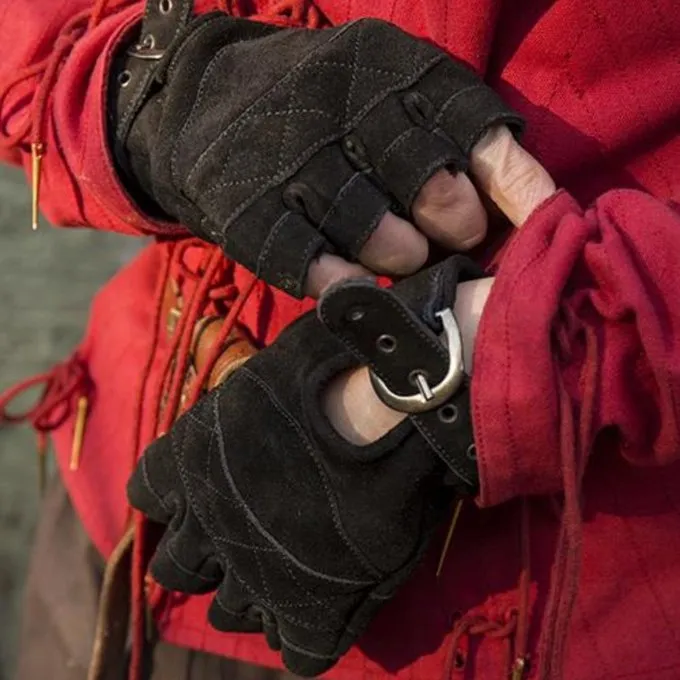 Epic Armoury Ruskind I Fingerfri Handsker, Sort - Billede 3