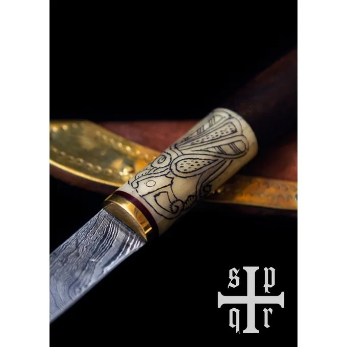 SPQR Viking Kniv Odins Ravn Damascus Stål - Billede 4