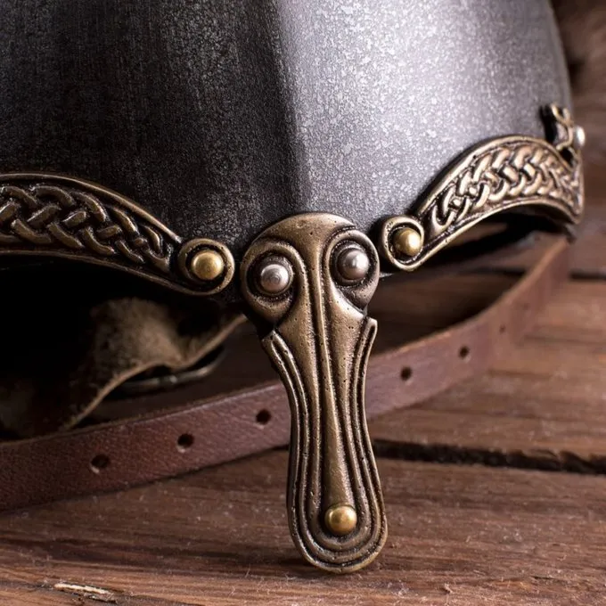 Deepeeka Viking Nasal Hjelm Med Slanger, Patineret - Billede 4